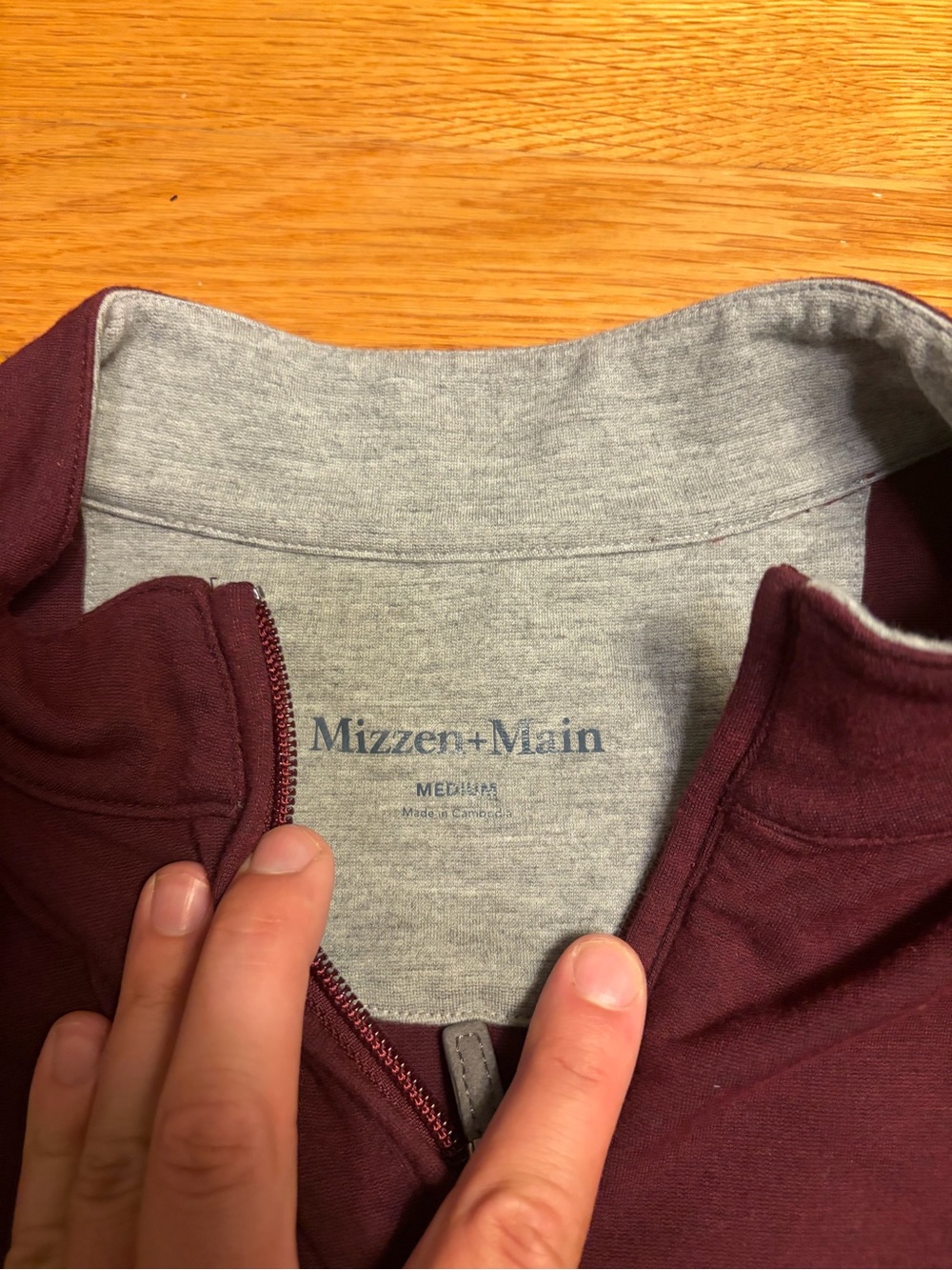 Mizzen+Main Men's Burgundy Half-Zip Pullover with Gray Lining